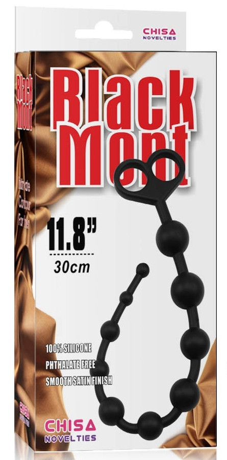 Fekete Mont gyöngyös analóg rózsafüzér – 30 x 2,4 cm - Image 2