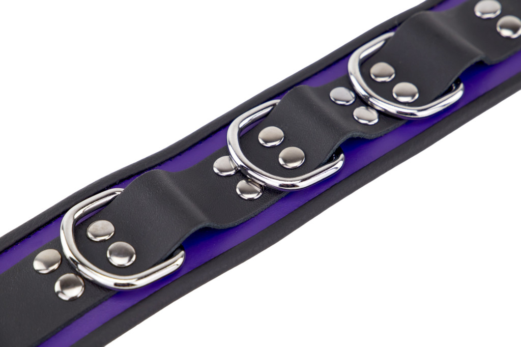 Bőr Nyaklánc 3 Gyűrűs – Elegáns Lila-Fekete Kiegészítő - Image 6