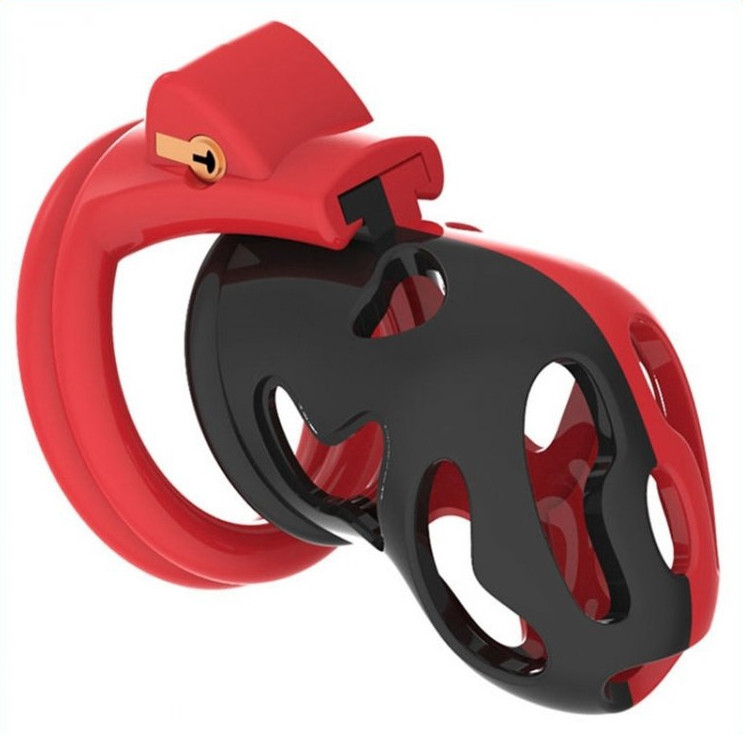 Dinoz – prémium férfi szexuális zár 6,5 x 3 cm, fekete-piros