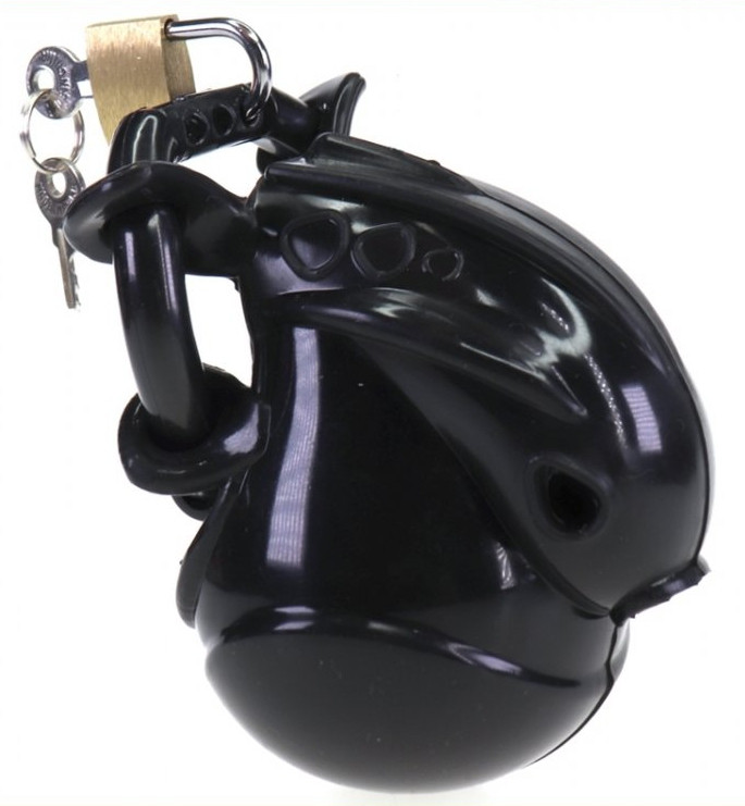 Prémium tojótojás zár - fekete chastity cage 7,7 x 2,8 cm