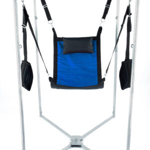 Kit Sling – stílusos kékmintás szexi eszköz szürke kerettel