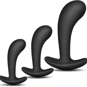 Készlet 3 db mini szilikon anál dugó – 11 x 3,5 cm, fekete