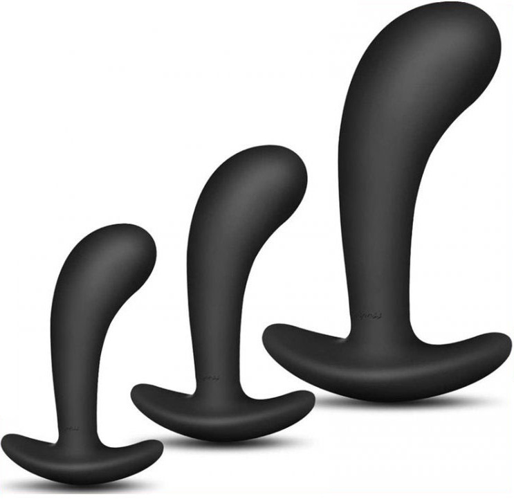 Készlet 3 db mini szilikon anál dugó – 11 x 3,5 cm, fekete