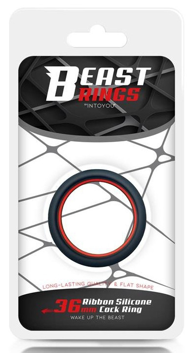 Beast Rings – prémium szilikon péniszgyűrű 36 mm fekete-piros - Image 2