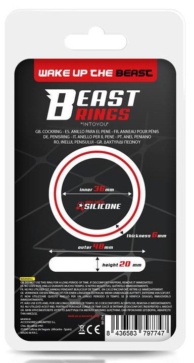 Beast Rings – prémium szilikon péniszgyűrű 36 mm fekete-piros - Image 5