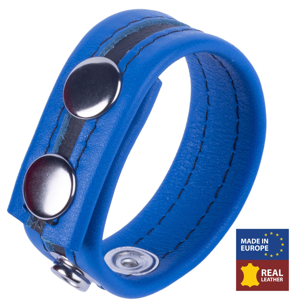 Tippy Blue – bőr péniszgyűrű prémium kényelemmel