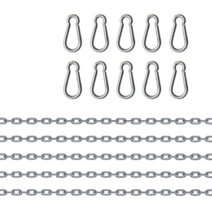 5 db lánc és 10 fém karabiner készlet