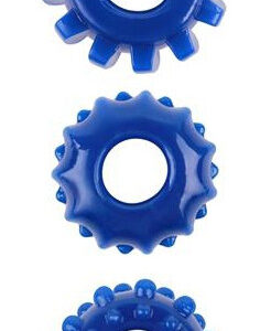 Gear Up – 3 darabos puha péniszgyűrű szett, kék