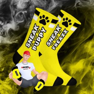 WOOF PUPPY - sárga kutyás zokni, stílusos kényelembe