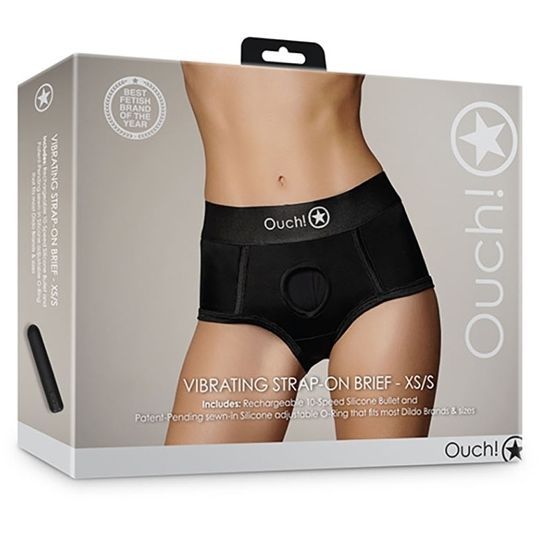 Vibráló tanga – fekete strap-on alsónemű - Image 2
