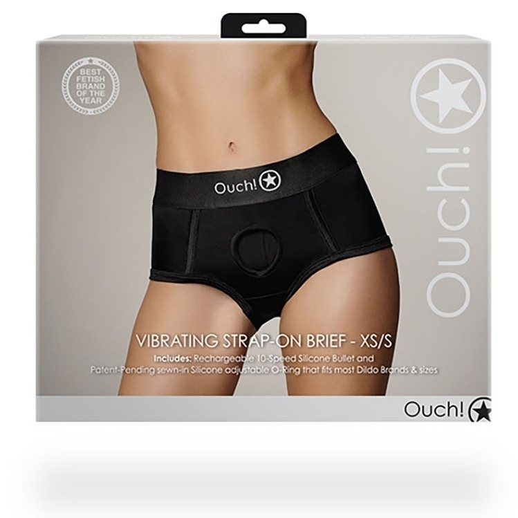 Vibráló tanga – fekete strap-on alsónemű - Image 3