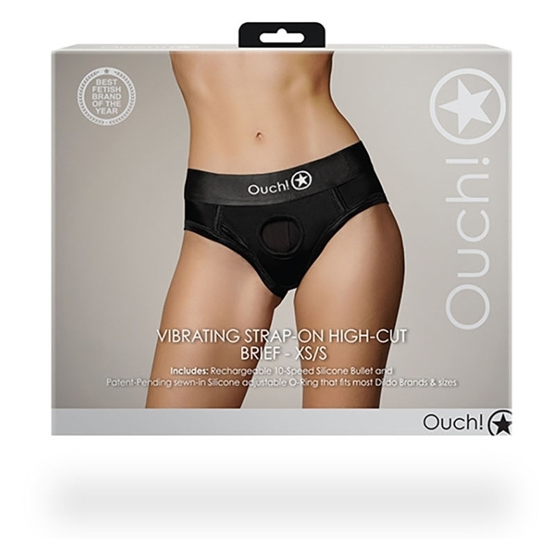 Strap-On High Cut Brief – fekete erotikus alsónemű - Image 3