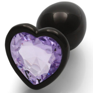 Bijou Heart Gem S – prémium anális kő, fekete-lila 6 x 2.6 cm