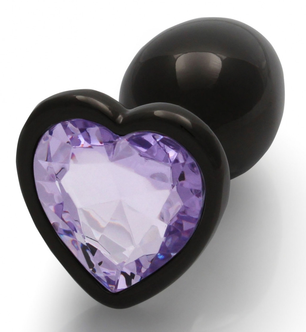 Bijou Heart Gem S – prémium anális kő, fekete-lila 6 x 2.6 cm