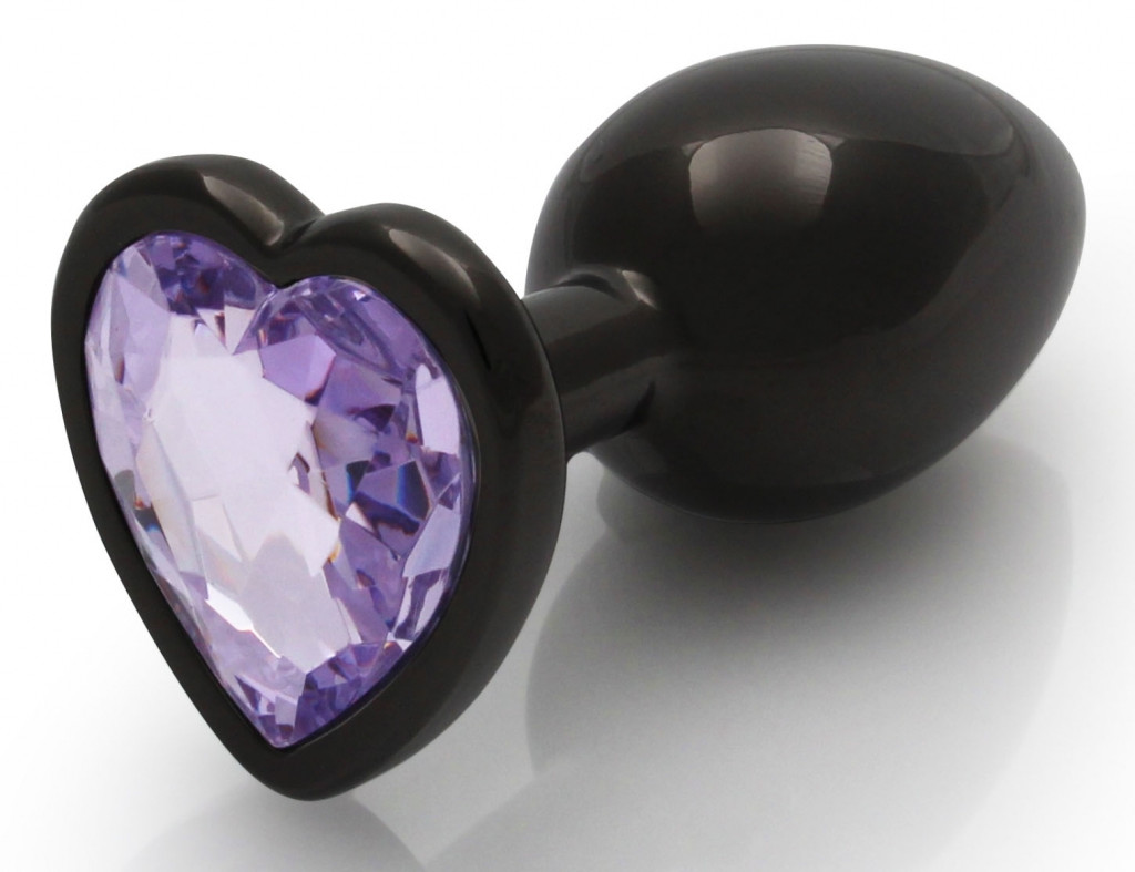 Bijou Heart Gem S – prémium anális kő, fekete-lila 6 x 2.6 cm - Image 3