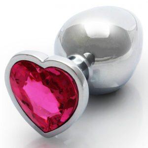 Bijou Heart Gem M – ezüst-rózsaszín anális gyöngy 7 cm