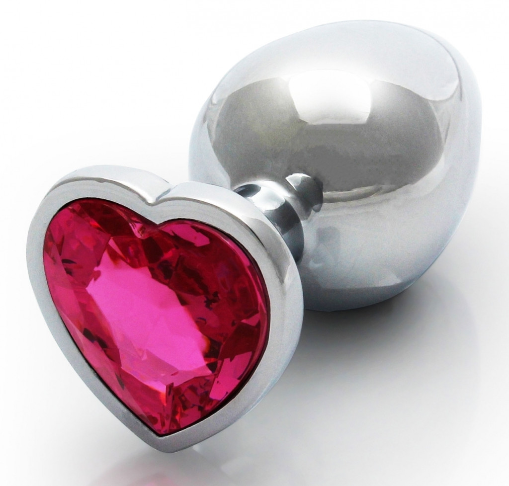 Bijou Heart Gem M – ezüst-rózsaszín anális gyöngy 7 cm