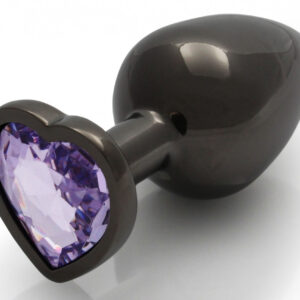Bijou Heart Gem M – prémium análgyöngy, fekete-lila 7 x 3.3 cm