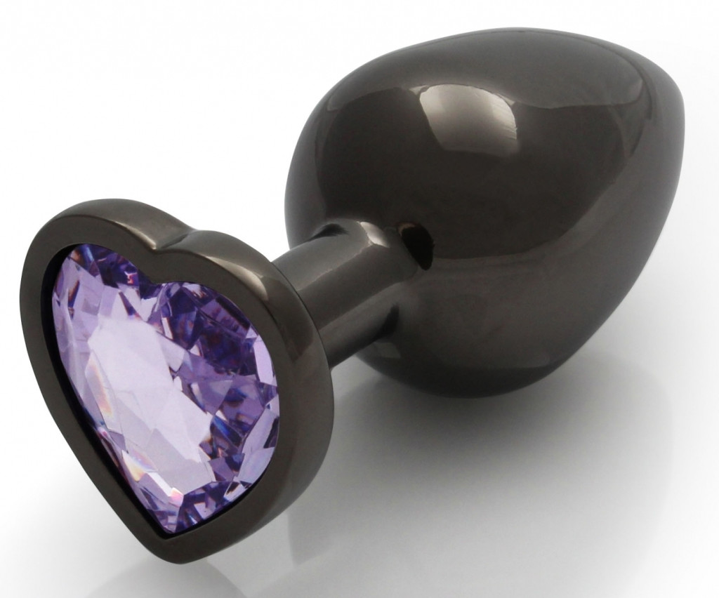 Bijou Heart Gem M – prémium análgyöngy, fekete-lila 7 x 3.3 cm