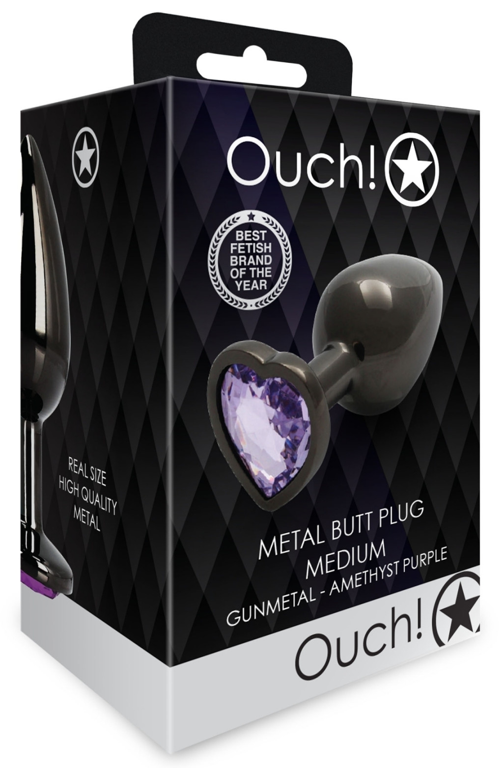 Bijou Heart Gem M – prémium análgyöngy, fekete-lila 7 x 3.3 cm - Image 2