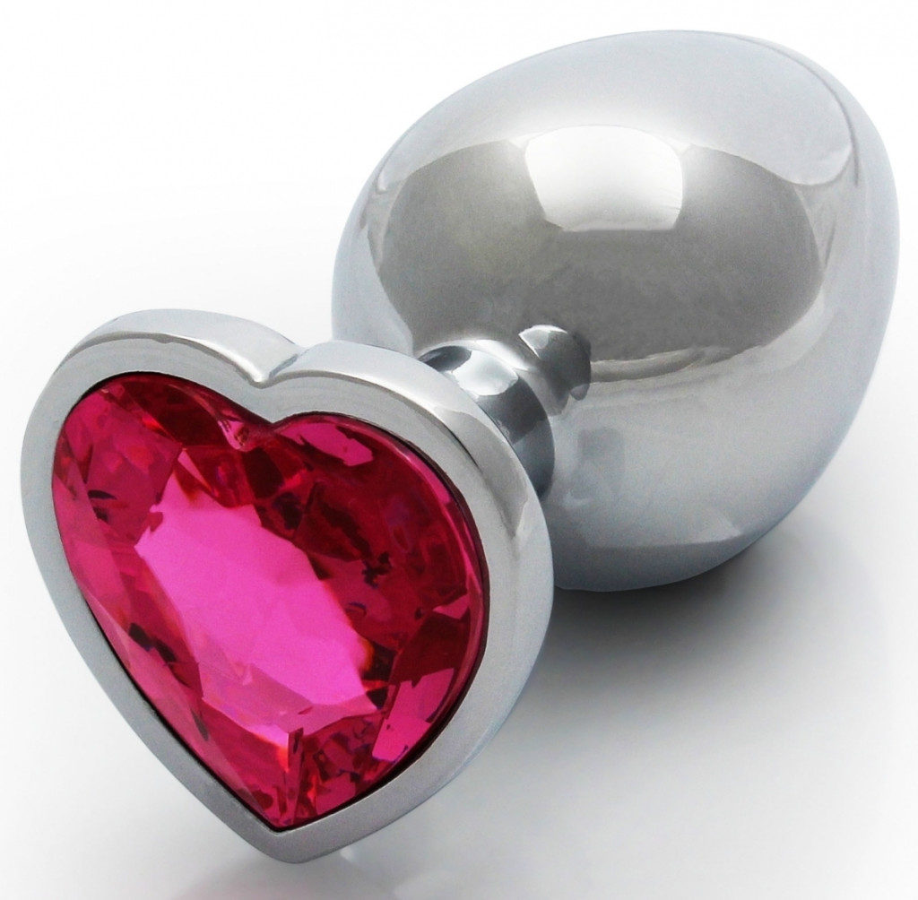 Bijou Heart Gem L – prémium ezüst-rózsaszín anális kényeztető