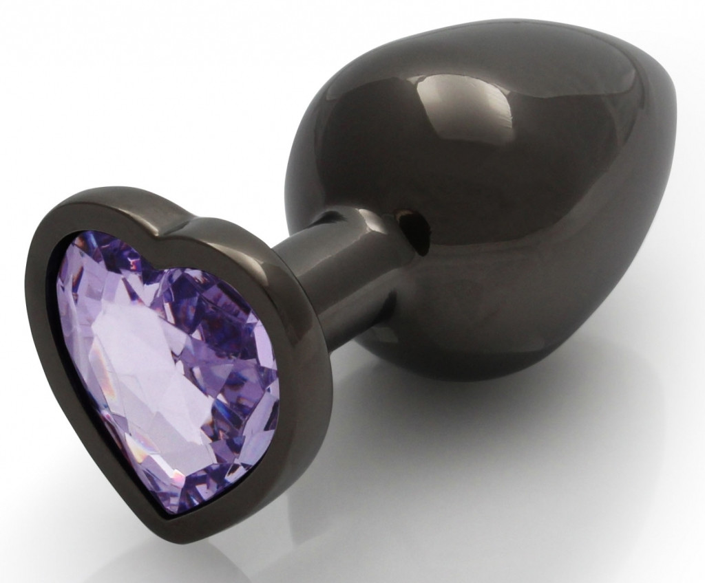 Bijou Heart Gem L – fekete-lila anális kényeztető 8x4 cm