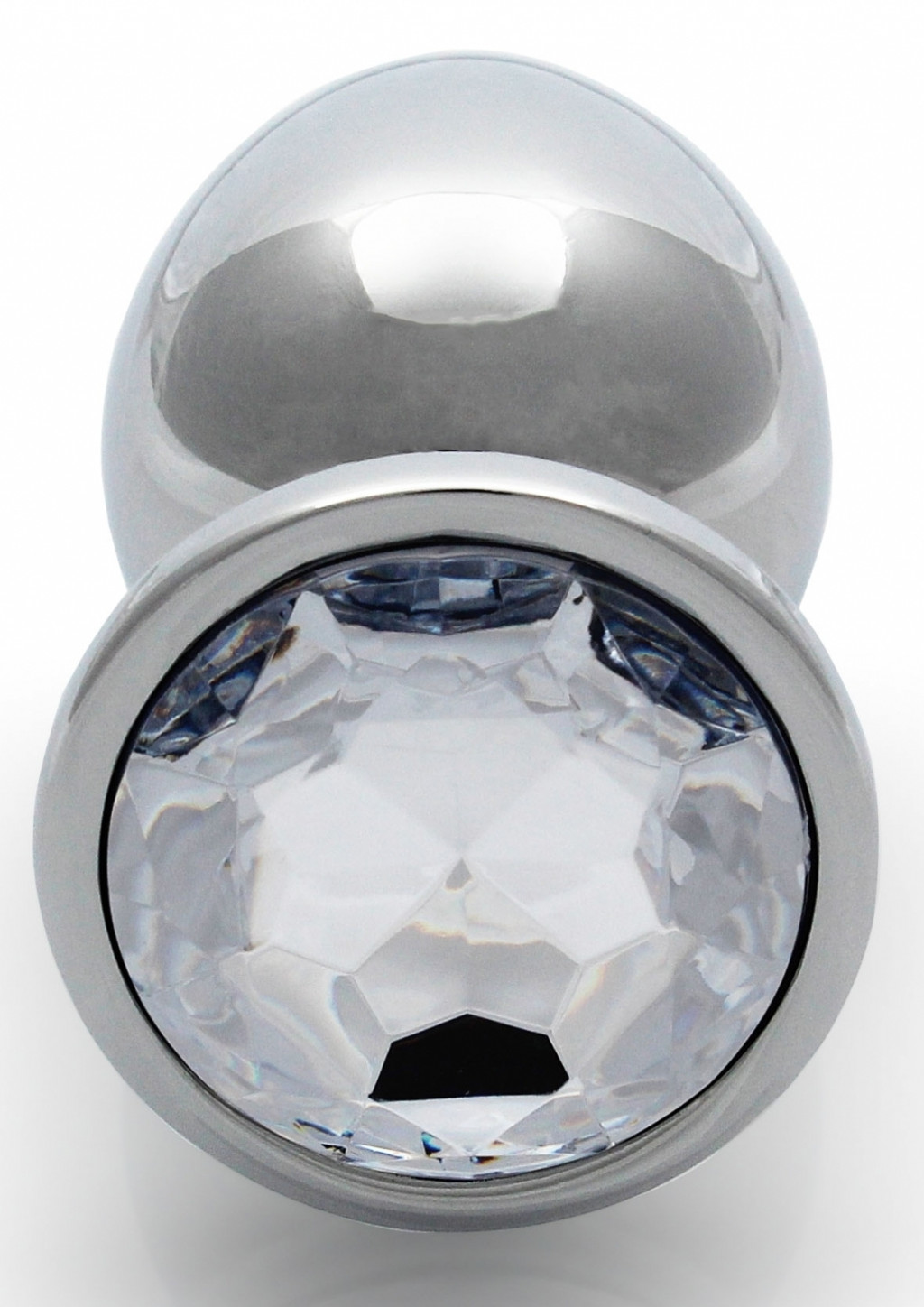 Bijou – ezüst, átlátszó, kerek anális kényeztető 8 x 4 cm - Image 4