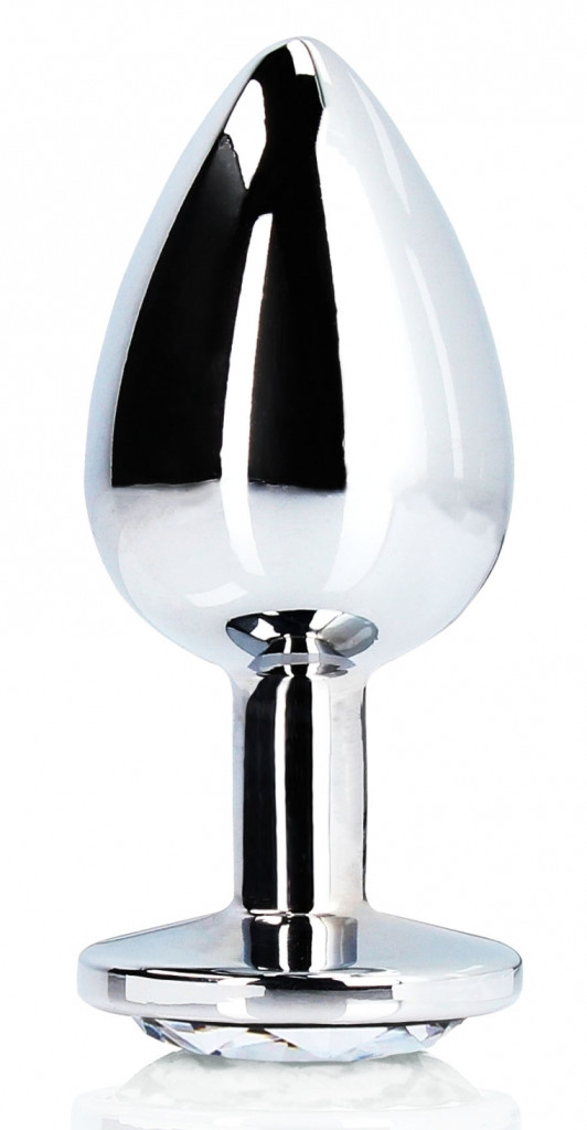 Bijou – ezüst, átlátszó, kerek anális kényeztető 8 x 4 cm - Image 5
