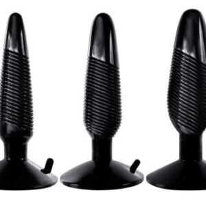 Xplorer – 3 db prémium anal plug szett fekete színben