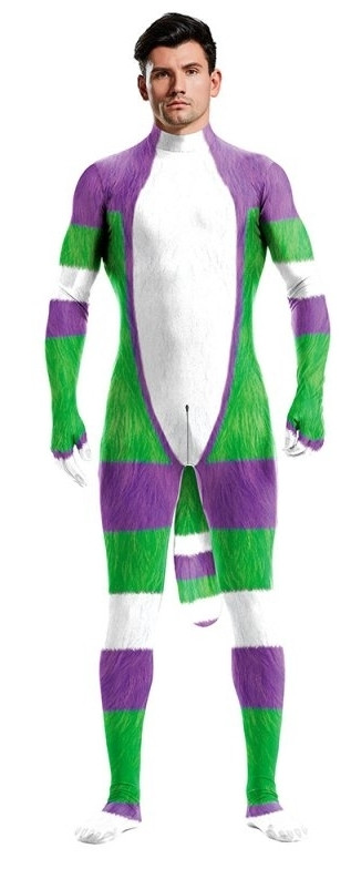 Prémium Cartoon Cosplay Overall – fehér-zöld-lila kombinációban