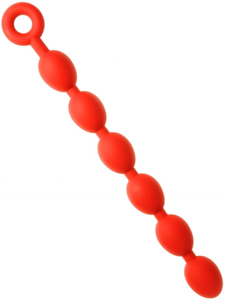 Anal balls - rugalmas tojások M - 45 x 5 cm - piros - Image 2