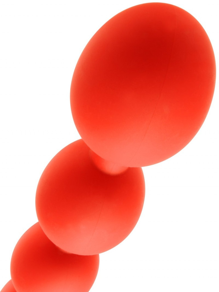 Anal balls - rugalmas tojások M - 45 x 5 cm - piros - Image 7