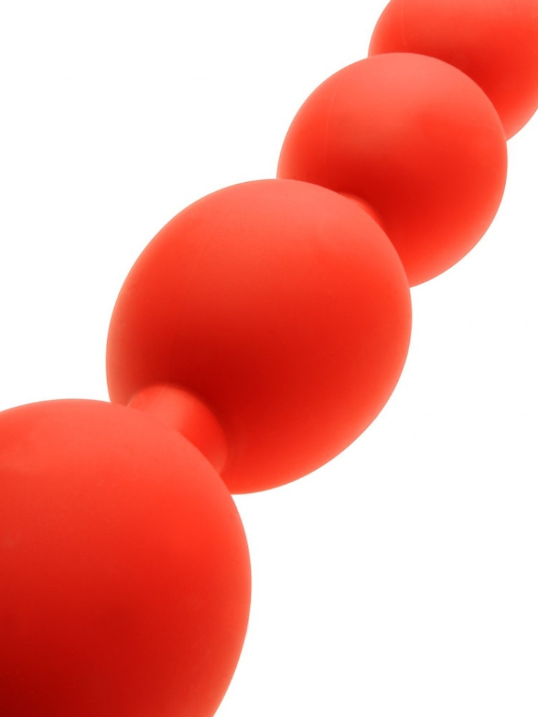 Anal balls - rugalmas tojások M - 45 x 5 cm - piros - Image 8
