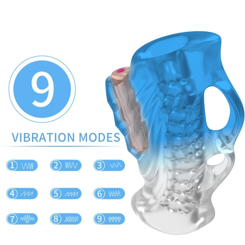 Prémium vibráló maszturbátor – Kék fagyos élmény - Image 4