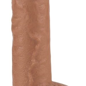 Prémium csúszó bőr dildo – 18 x 4.7 cm, barna