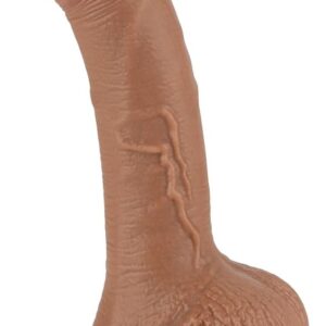 Prémium csúszó bőr dildó – 14 cm, barna színben