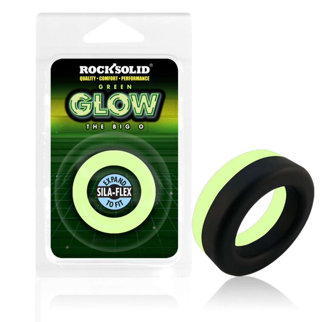 Phosphorescent Big O – fényelő cockring, 32 mm, fekete-zöld - Image 2