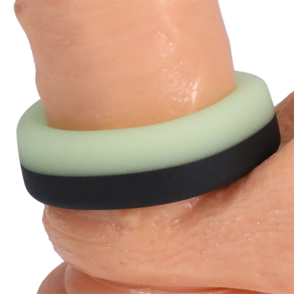 Phosphorescent Big O – fényelő cockring, 32 mm, fekete-zöld - Image 6