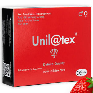UNILATEX - prémium eper ízű óvszer 144 darabos packban