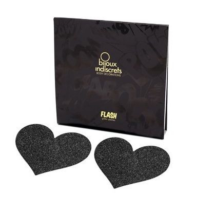BIJOUX - Indiscrets Flash – fekete szív mellbimbócsipesz - Image 2