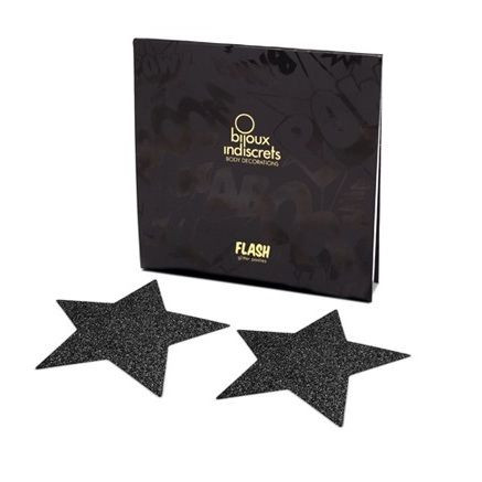 Bijoux Indiscrets Flash Black Star – érzéki mellbimbó burkolók - Image 2