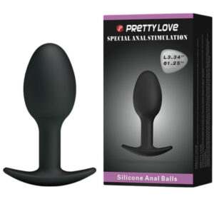 Pretty Love – szilikon anális dugó, 6,5 cm, fekete