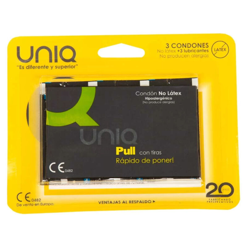 UNIQ – latexmentes óvszer csíkokkal, 3 db-os kiszerelés
