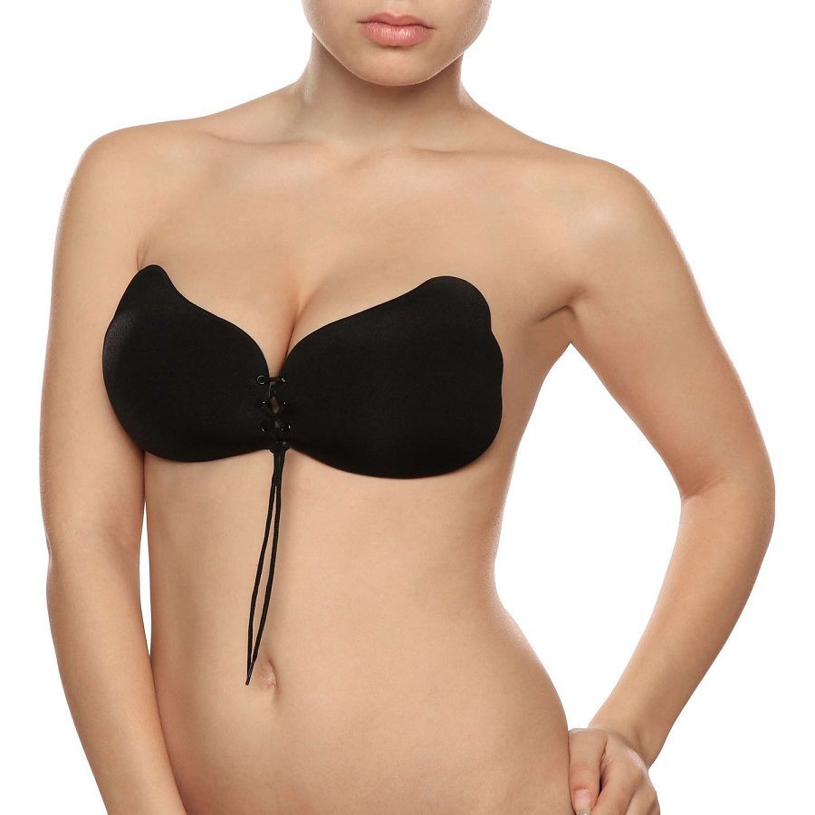 BYE-BRA - csipkés, push-up melltartó, fekete A kosár