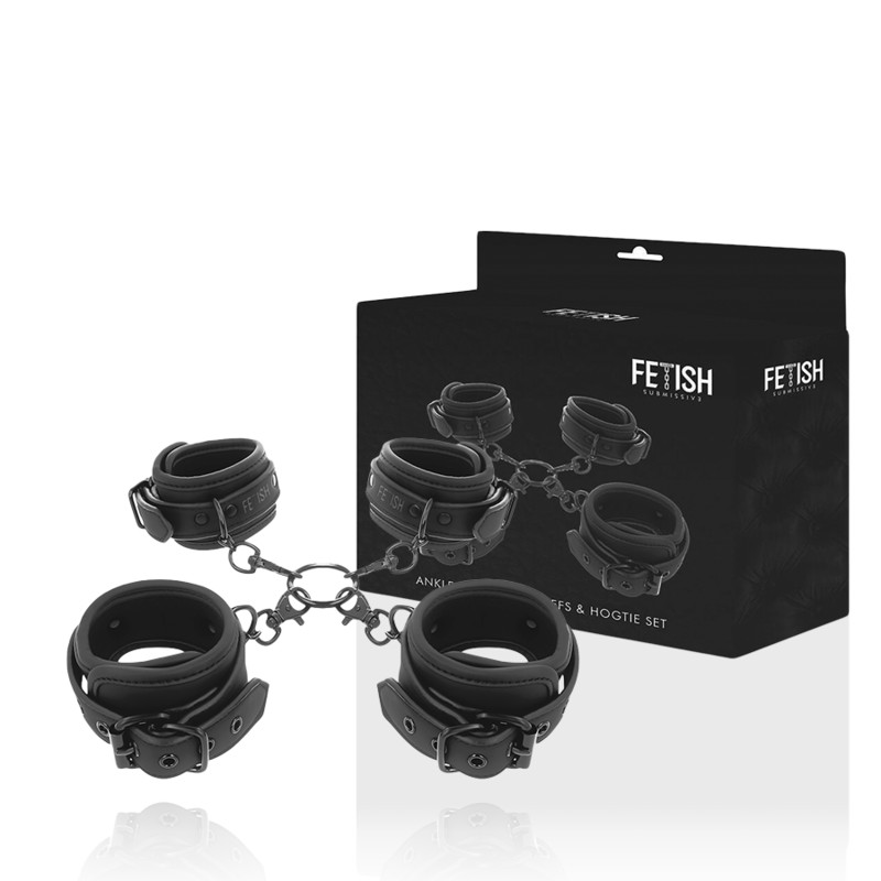 FETISH SUBMISSIVE – bőrkezes kézi-és bokakötöző szett - Image 2