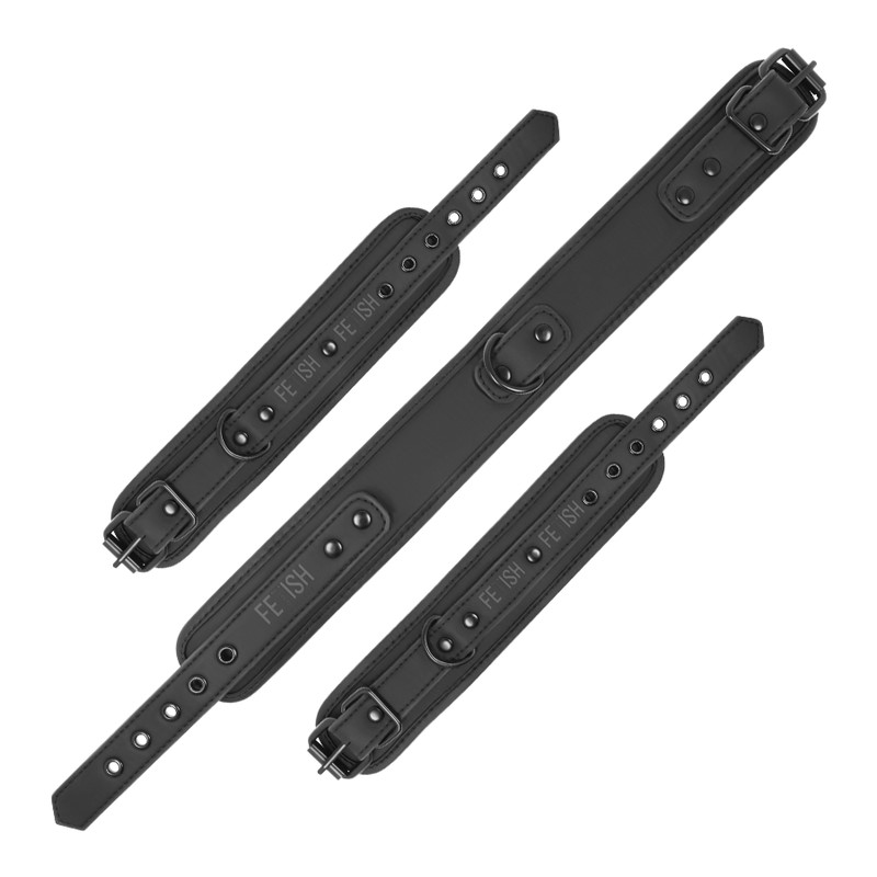 Fetish Submissive – vegán bőr nyaklánc és kézbilincsek - Image 5