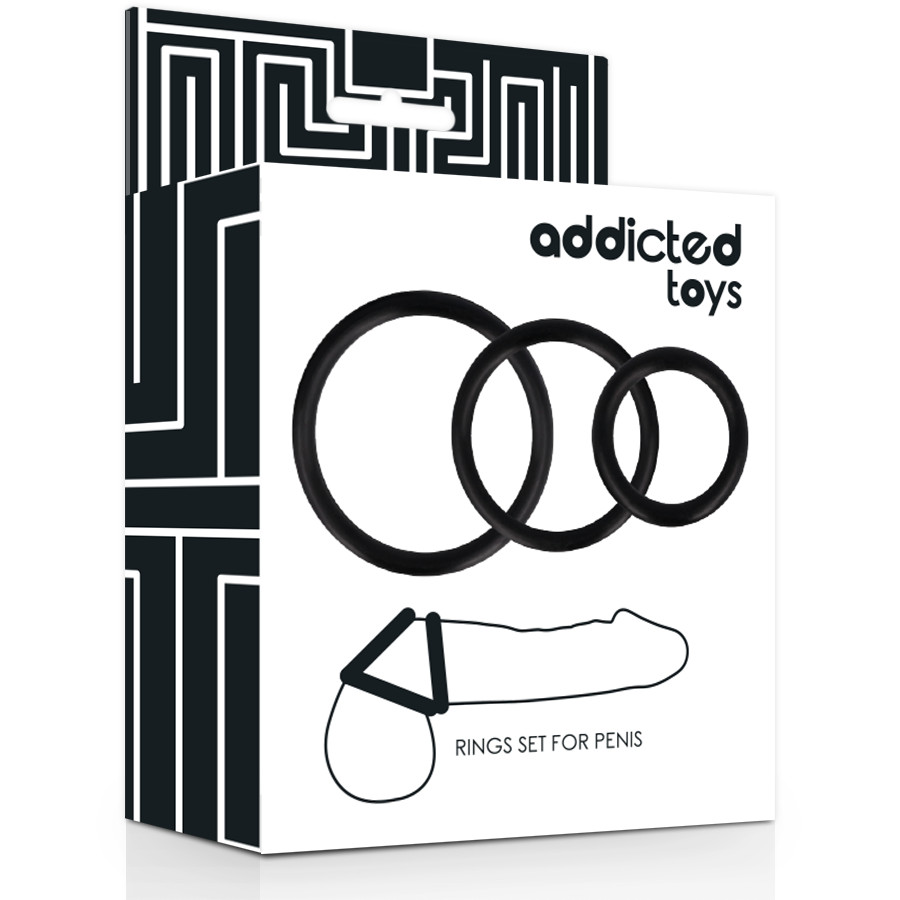 ADDICTED TOYS – fekete péniszgyűrű szett prémium élményhez - Image 3
