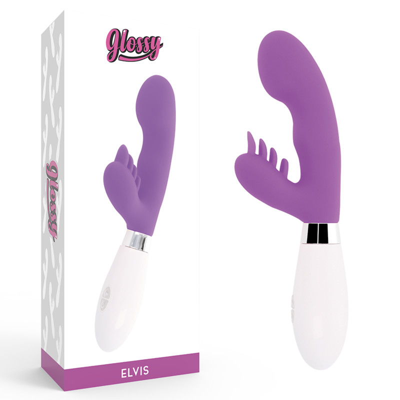 GLOSSY Elvis – prémium nyuszi vibrátor lila színben - Image 2