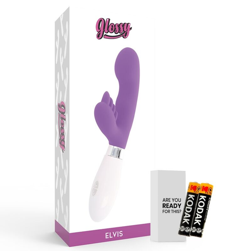 GLOSSY Elvis – prémium nyuszi vibrátor lila színben - Image 5