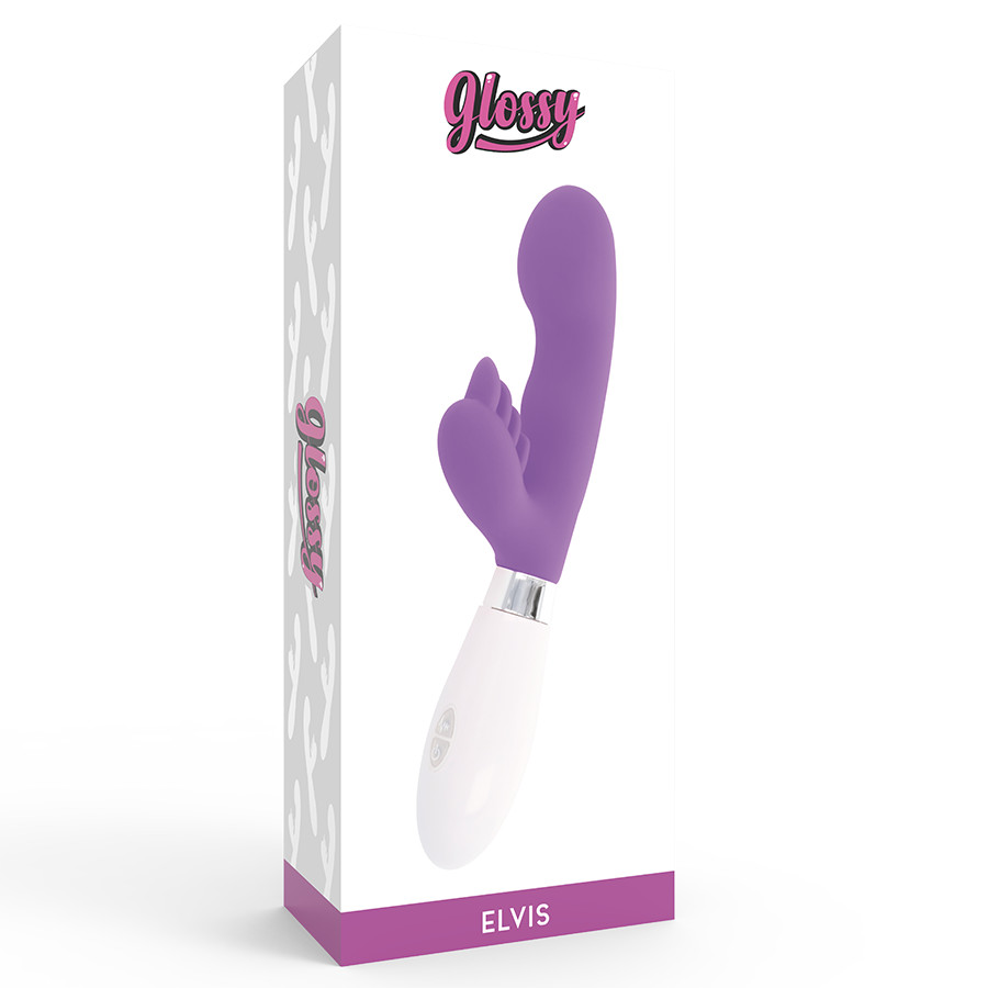 GLOSSY Elvis – prémium nyuszi vibrátor lila színben - Image 7